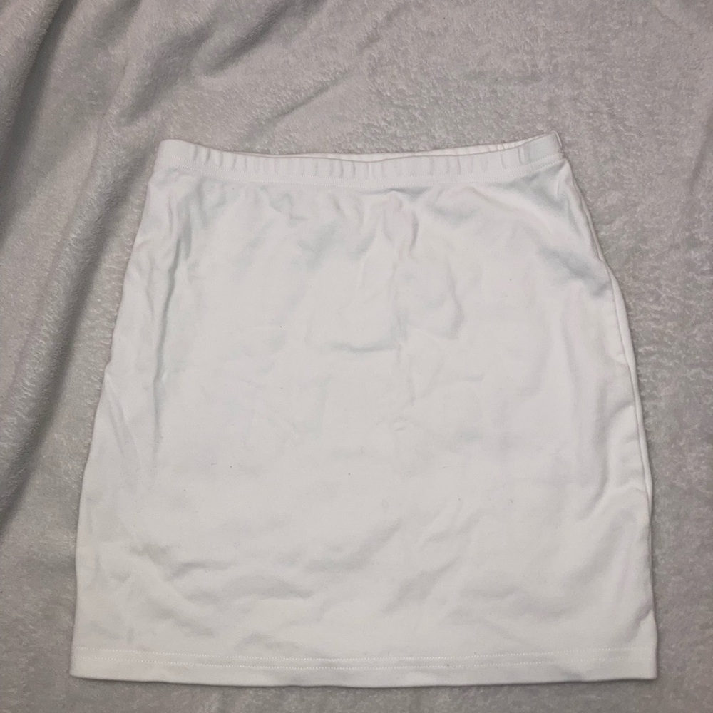 white mini skirt